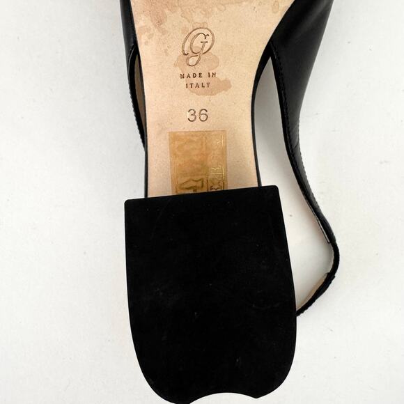 M. Gemi Woven Slingback Pointed Toe Kitten Heel Shoes Black Leather Size 36 - Picture 11 of 12